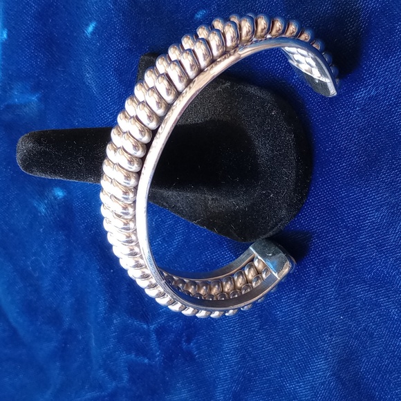 Sterling Silver Twisted Double Coil Cuff Bracelet Stamped Sterling - Picture 11 of 17